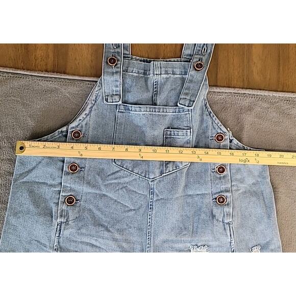 Oversized Distressed Denim Overalls • Women’s M • Boho Festival Wide Leg - Picture 9 of 14